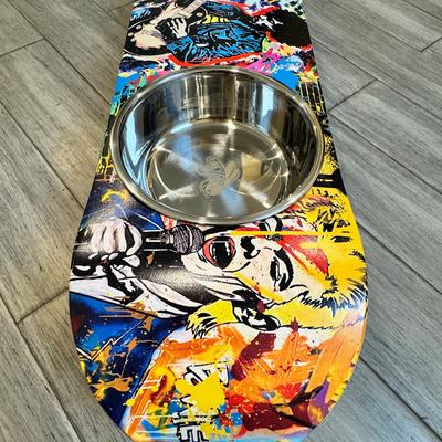 Show full view: Funky Flies Rock Legends SkateBowls Stainless Steel Elevated Dog Bowl, 3-cup slide 10 of 11