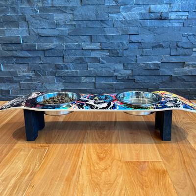 Show full view: Funky Flies Rock Legends SkateBowls Stainless Steel Elevated Dog Bowl, 3-cup slide 4 of 11