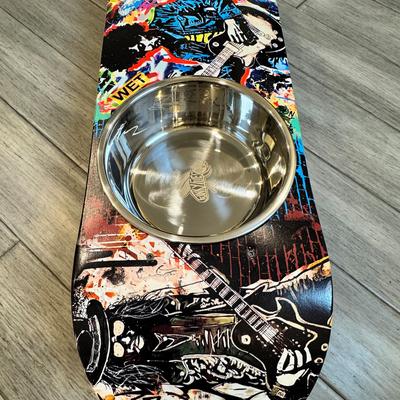 Show full view: Funky Flies Rock Legends SkateBowls Stainless Steel Elevated Dog Bowl, 3-cup slide 9 of 11