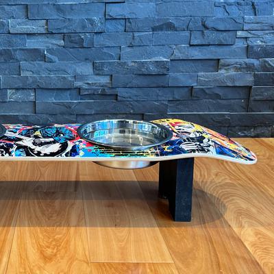 Show full view: Funky Flies Rock Legends SkateBowls Stainless Steel Elevated Dog Bowl, 3-cup slide 6 of 11