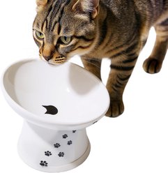Necoichi Tilted Stress Free Raised Cat Food Bowl, 2 cup, Cat