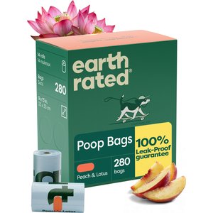 Earth Rated Dog Poop Bags, Refill Rolls, Peach & Lotus Scented, 280 count