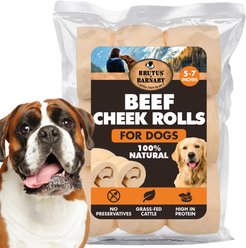 Brutus & Barnaby Rawhide-Free Beef Cheek Rolls Long Lasting Dog Chews, 5 to 7-inch, 2 count