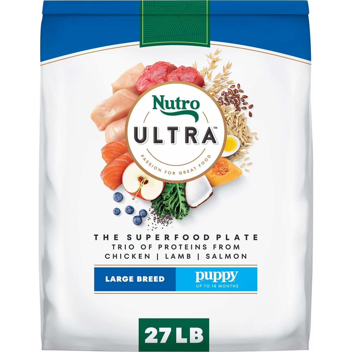 Nutro Ultra Puppy Large Breed High Protein Trio of Proteins Chicken, Lamb & Salmon Dry Dog Food, 27-lb bag