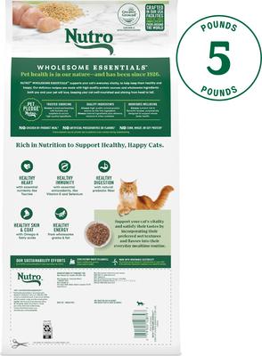 Show full view: Nutro Wholesome Essentials Chicken & Brown Rice Recipe Senior Dry Cat Food, 5-lb bag slide 3 of 10