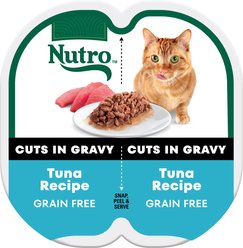 Nutro Perfect Portions Grain-Free Cuts in Gravy Tuna Recipe Adult Wet Cat Food Trays, 2.65-oz, case of 24 twin-packs