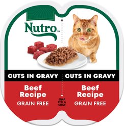 Nutro Perfect Portions Grain-Free Cuts in Gravy Beef Recipe Cat Food Trays, 2.65-oz, case of 24 twin-packs slide 1 of 8