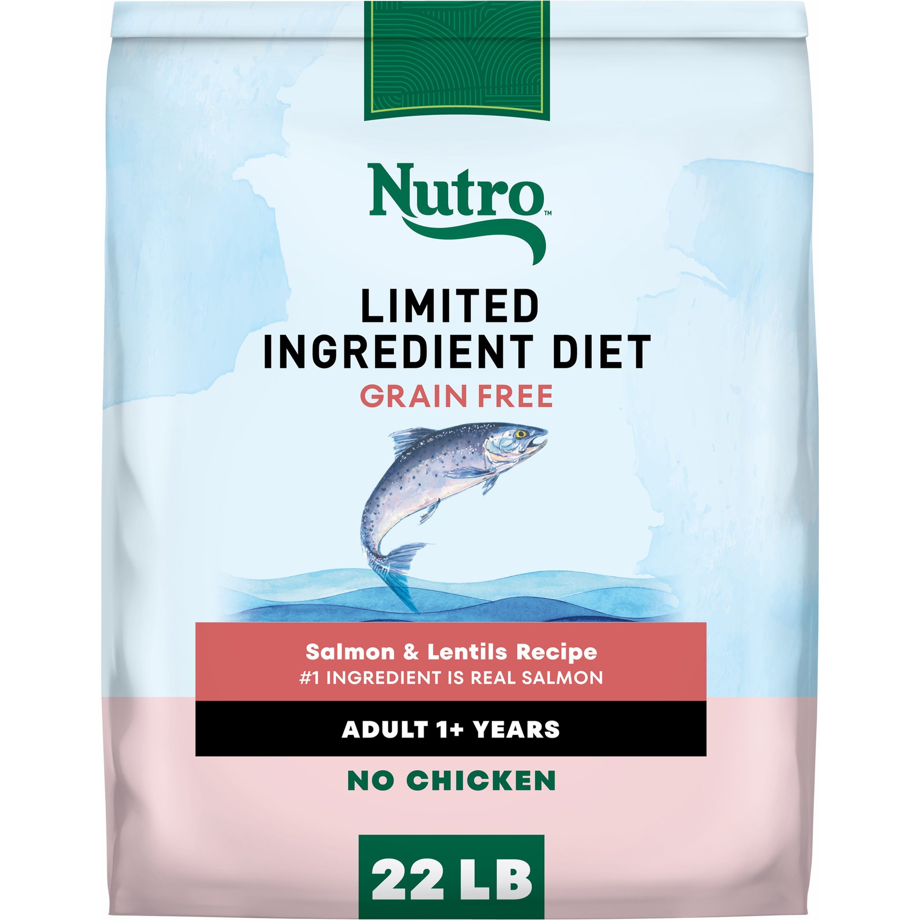 Nutro Limited Ingredient Diet Adult Sensitive Support with Real Salmon & Lentils Grain-Free Dry Dog Food, 22-lb bag