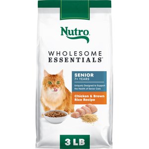 Nutro Wholesome Essentials Chicken & Brown Rice Recipe Senior Dry Cat Food, 3-lb bag