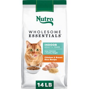 Nutro Wholesome Essentials Chicken & Brown Rice Recipe Indoor Dry Cat Food, 14-lb bag