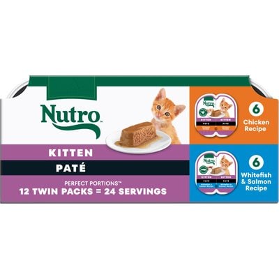 Nutro Nutro Perfect Portions Kitten Variety Pack Pate Wet Cat Food, 2.6-oz tray, case of 12 twin-packs