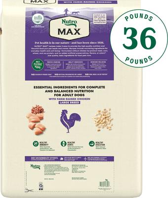 Show full view: Nutro Max Adult Large Breed Farm-Raised Chicken Recipe Natural Dry Dog Food, 36-lb bag slide 3 of 11