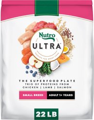 Nutro Ultra Adult Small Breed High Protein Trio of Proteins Chicken, Lamb & Salmon Dry Dog Food, 22-lb bag