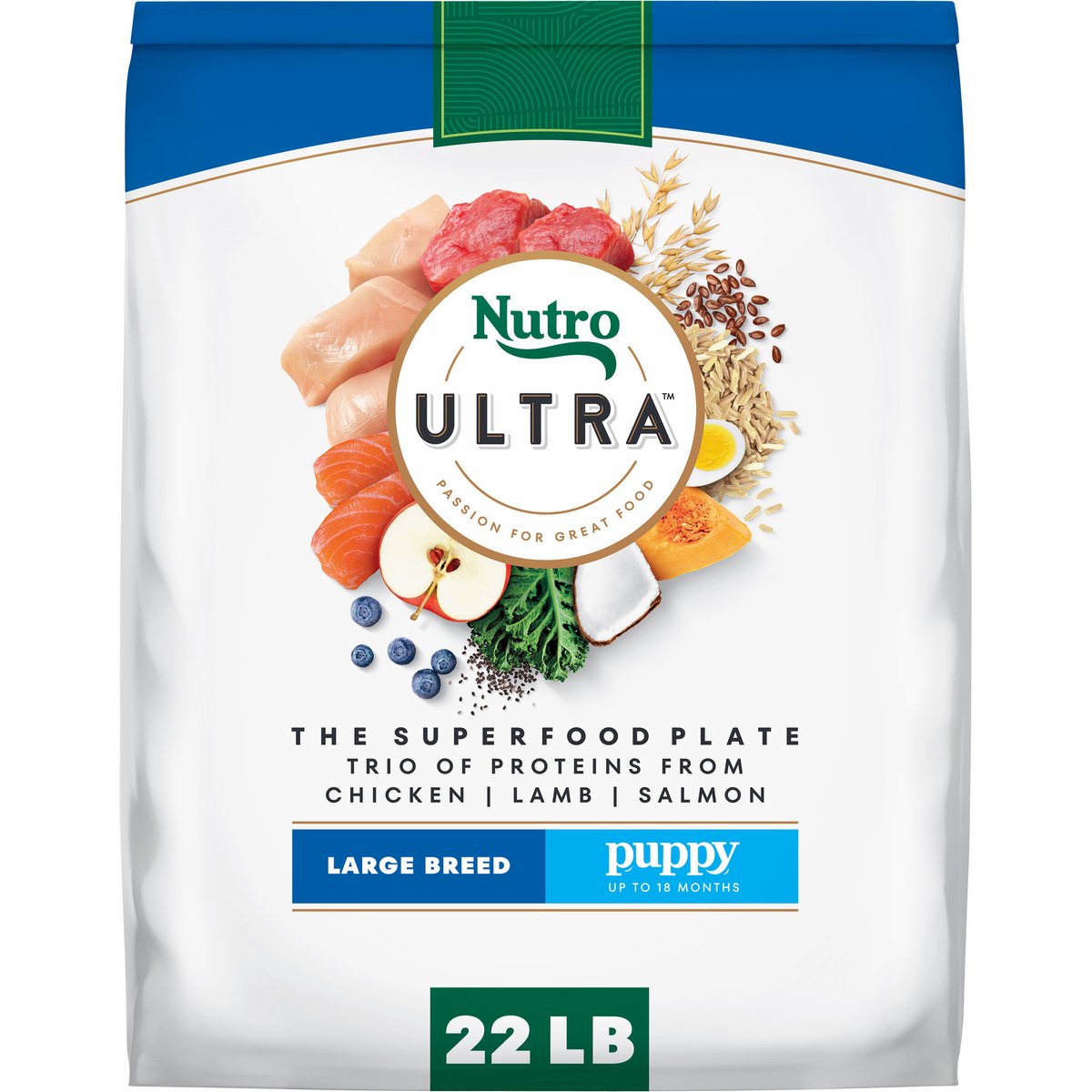 Nutro Ultra Puppy Large Breed High Protein Trio of Proteins from Chicken, Lamb & Salmon Dry Dog Food, 22-lb bag