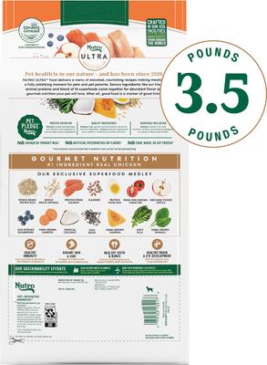 Show full view: Nutro Ultra Puppy High Protein Trio of Proteins Chicken, Lamb & Salmon Dry Dog Food, 3.5-lb bag slide 3 of 11