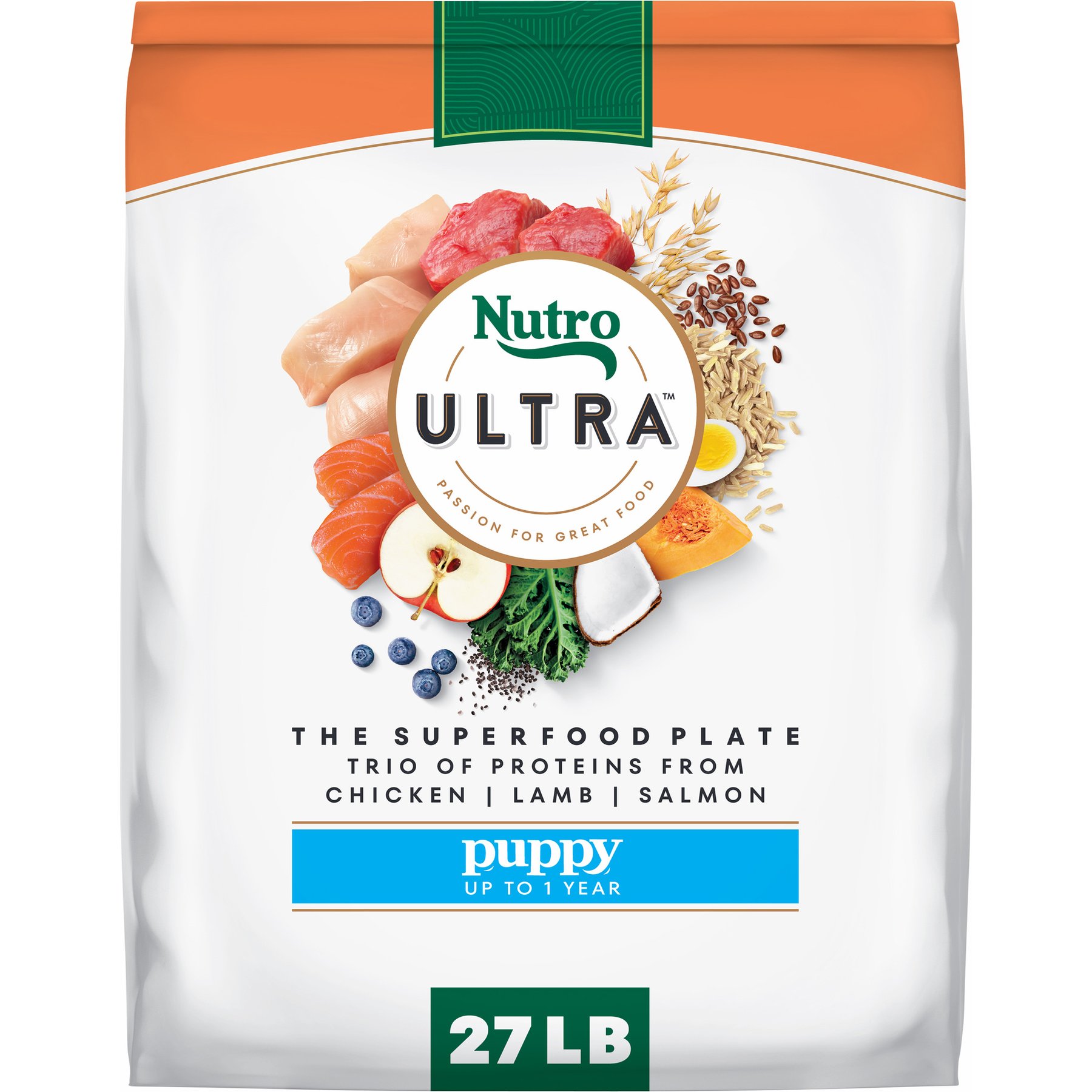 Nutro Ultra Puppy High Protein Trio of Proteins Chicken, Lamb & Salmon Dry Dog Food, 27-lb bag