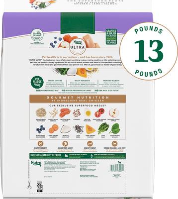 Show full view: Nutro Ultra Adult High Protein Trio of Proteins Chicken, Lamb & Salmon Dry Dog Food, 13-lb bag slide 3 of 11