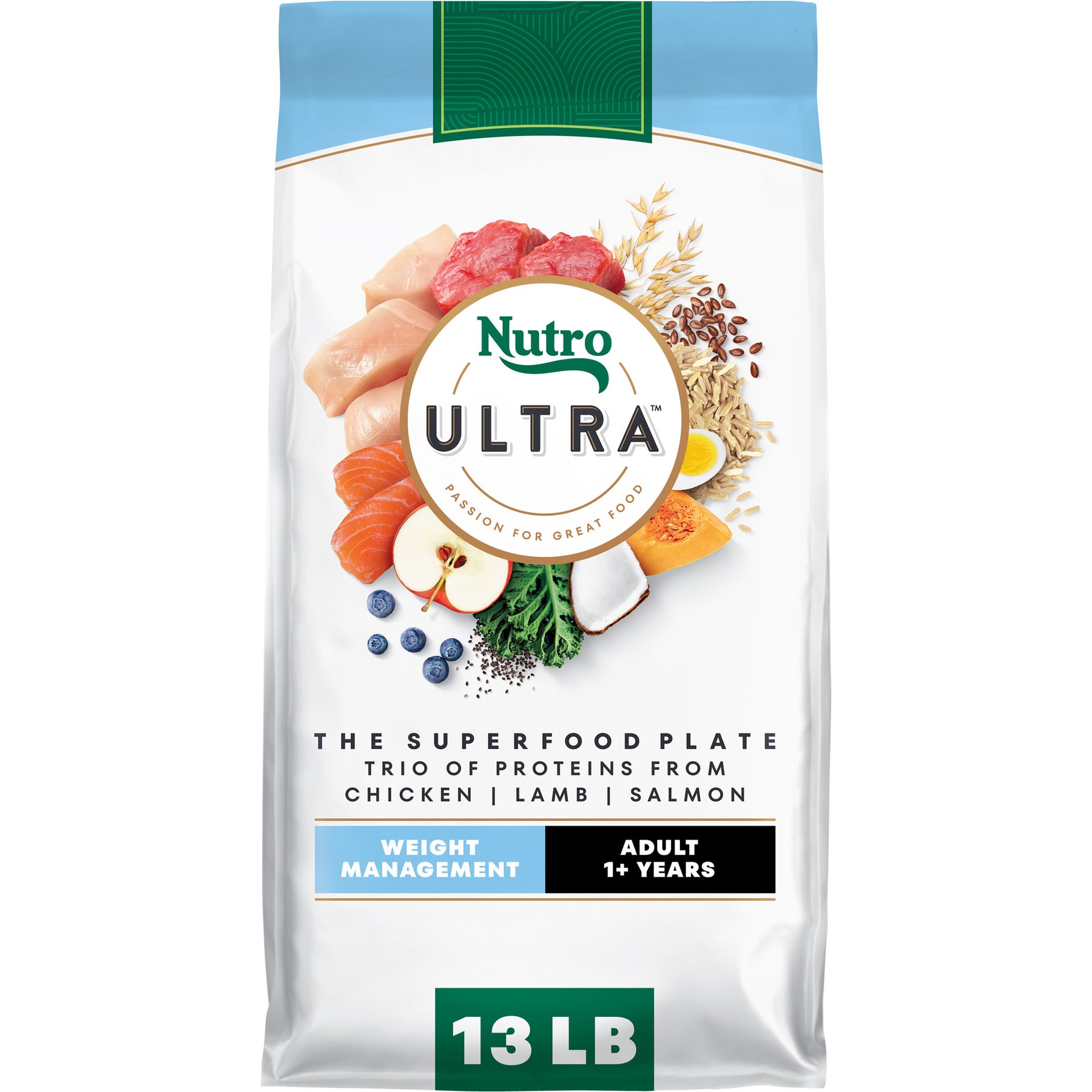 Nutro Ultra Adult Weight Management Chicken, Lamb & Salmon Recipe Dry Dog Food, 13-lb bag