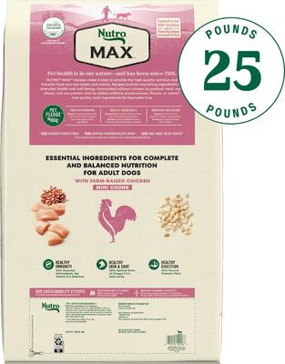 Show full view: Nutro Max Adult Mini Chunks Farm-Raised Chicken Recipe Natural Dry Dog Food, 25-lb bag slide 3 of 11