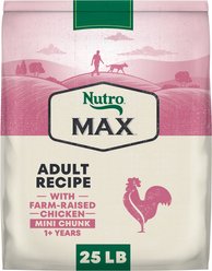 Nutro Max Adult Mini Chunks Farm-Raised Chicken Recipe Natural Dry Dog Food, 25-lb bag
