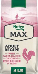 Nutro Max Adult Mini Chunks Farm-Raised Chicken Recipe Natural Dry Dog Food, 4-lb bag