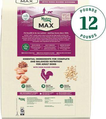 Show full view: Nutro Max Adult Farm-Raised Chicken Recipe Natural Dry Dog Food, 12-lb bag slide 3 of 11