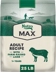 Nutro Max Adult Farm-Raised Lamb Recipe Natural Dry Dog Food, 25-lb bag