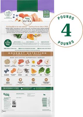 Show full view: Nutro Ultra Adult High Protein Trio of Proteins Chicken, Lamb & Salmon Dry Dog Food, 4-lb bag slide 3 of 11
