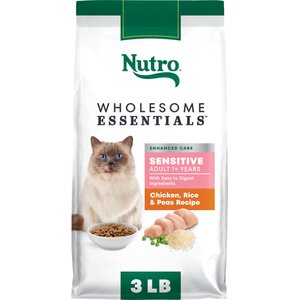 Nutro Wholesome Essentials Chicken, Rice & Peas Recipe Sensitive Dry Cat Food, 3-lb bag