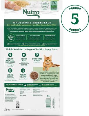 Show full view: Nutro Wholesome Essentials Chicken & Brown Rice Recipe Kitten Dry Cat Food, 5-lb bag slide 3 of 10