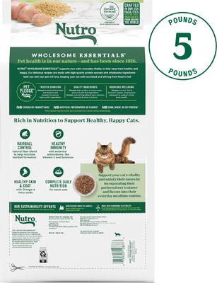 Show full view: Nutro Wholesome Essentials Chicken & Brown Rice Recipe Hairball Control Dry Cat Food, 5-lb bag slide 3 of 10