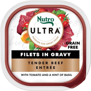 Nutro Ultra Grain-Free Filets in Gravy Tender Beef Entree Adult Wet Dog Food Trays, 3.5-oz, case of 24