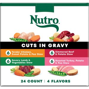 Nutro Grain-Free Beef, Chicken, Turkey & Lamb Stew Cuts in Gravy Variety Pack Adult Wet Dog Food, 3.5-oz, case of 24
