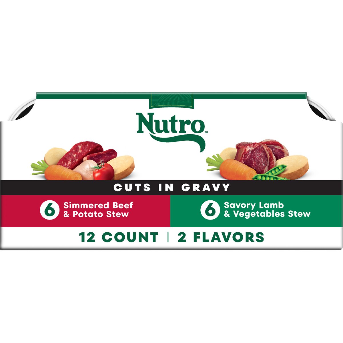 Nutro Grain-Free Simmered Beef Stew & Savory Lamb Stew Cuts in Gravy Variety Pack Adult Dog Food Trays, 3.5-oz tray, bundle of 24