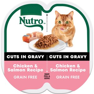 Nutro Perfect Portions Grain-Free Cuts in Gravy Chicken & Salmon Recipe Cat Food Trays, 2.65-oz, case of 24 twin-packs