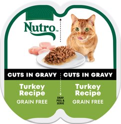 Nutro Perfect Portions Grain-Free Cuts in Gravy Turkey Recipe Cat Food Trays, 2.65-oz, case of 24 twin-packs