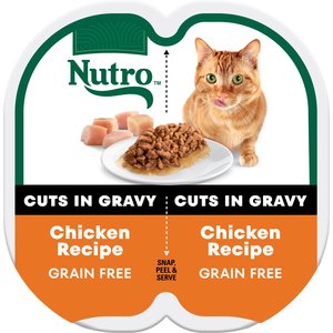 Nutro Perfect Portions Grain-Free Cuts in Gravy Chicken Recipe Adult Wet Cat Food Trays, 2.65-oz, case of 24 twin-packs