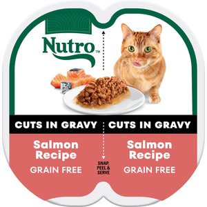 Nutro Perfect Portions Grain-Free Cuts in Gravy Salmon Recipe Cat Food Trays, 2.65-oz, case of 24 twin-packs