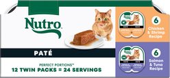 Nutro Perfect Portions Salmon & Tuna, Chicken & Shrimp Variety Pack Grain-Free Soft Pate Wet Cat Food, 2.65-oz, case of 12 twin-packs