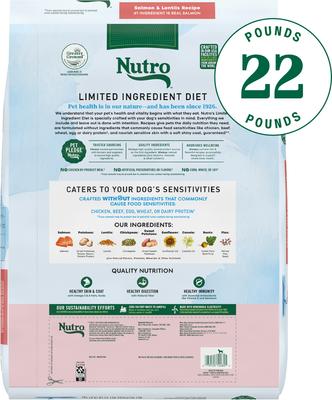 Show full view: Nutro Limited Ingredient Diet Adult Sensitive Support with Real Salmon & Lentils Grain-Free Dry Dog Food, 22-lb bag slide 3 of 11