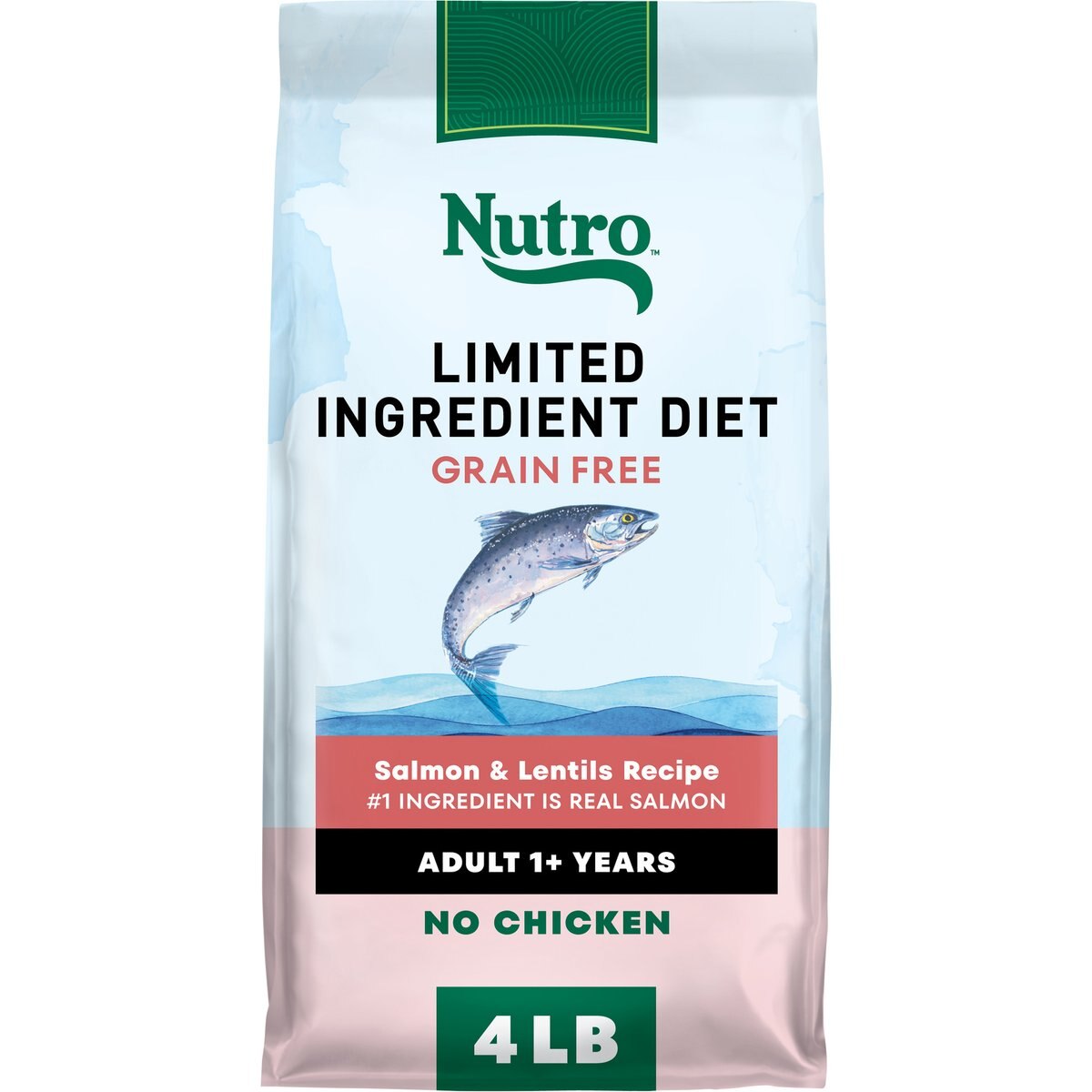 Nutro Limited Ingredient Diet Adult Sensitive Support with Real Salmon & Lentils Grain-Free Dry Dog Food, 4-lb bag
