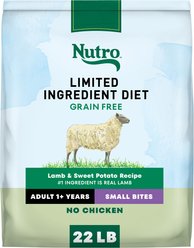 Nutro Limited Ingredient Diet Adult Small Bites Sensitive Support with Real Lamb & Sweet Potato Grain-Free Dry Dog Food, 22-lb bag