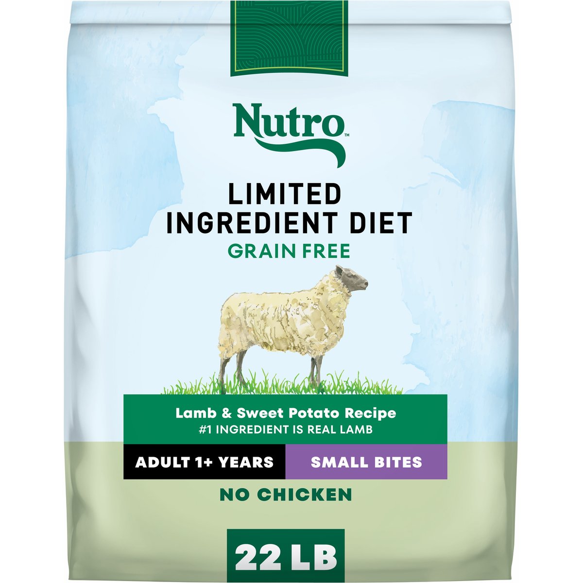 Nutro Limited Ingredient Diet Adult Small Bites Sensitive Support with Real Lamb & Sweet Potato Grain-Free Dry Dog Food, 22-lb bag