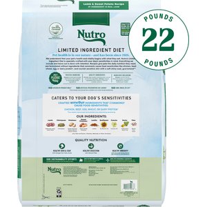 Nutro Limited Ingredient Diet Adult Small Bites Sensitive Support with Real Lamb & Sweet Potato Grain-Free Dry Dog Food, 22-lb bag