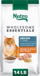 Nutro Wholesome Essentials Chicken & Brown Rice Recipe Senior Dry Cat Food, 14-lb bag