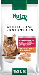 Nutro Wholesome Essentials Chicken & Brown Rice Recipe Hairball Control Dry Cat Food, 14-lb bag