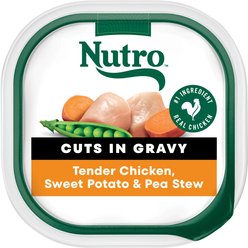 Nutro Grain-Free Tender Chicken, Sweet Potato & Pea Stew Cuts in Gravy Adult Wet Dog Food Trays, 3.5-oz, case of 24