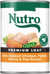 Nutro Grain-Free Premium Loaf Slow Cooked Chicken, Potato, Carrot & Pea Recipe Canned Wet Dog Food, 12.5-oz can, case of 12