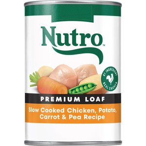 Nutro Grain-Free Premium Loaf Slow Cooked Chicken, Potato, Carrot & Pea Recipe Canned Wet Dog Food, 12.5-oz can, case of 12