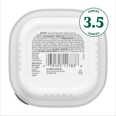 Show full view: Nutro Grain-Free Simmered Beef & Potato Stew Cuts in Gravy Adult Wet Dog Food Trays, 3.5-oz, case of 24 slide 3 of 11